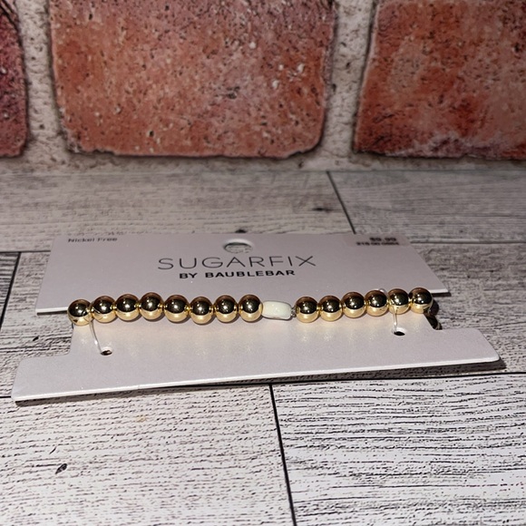 NIB SugarFix By BaubleBar Stretch Bracelet “S” Initial With Gold Tone Beads. - Picture 5 of 9